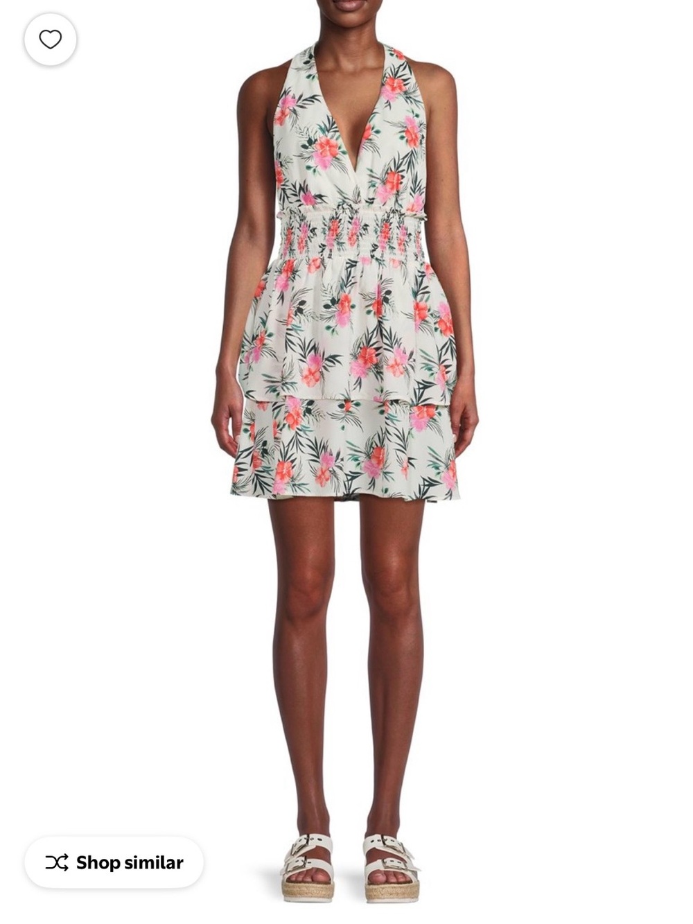 Madden NYC Floral Halter Smocked Waist Mini Dress like new size Small